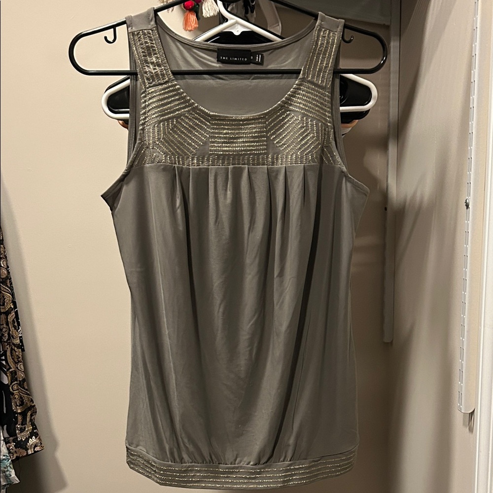 The Limited Women's Taupe Embellished Tank Top
